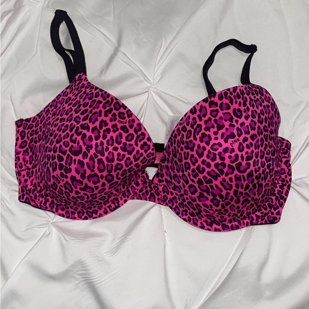 Pink Leopard Print Bra